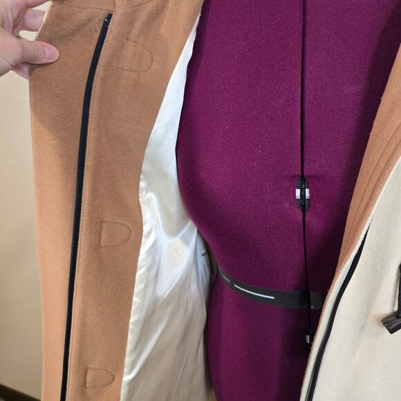 Women's Pendleton Beige Wool Cashmere Blend Hooded Pea Coat | Size 10 - Picture 10 of 13